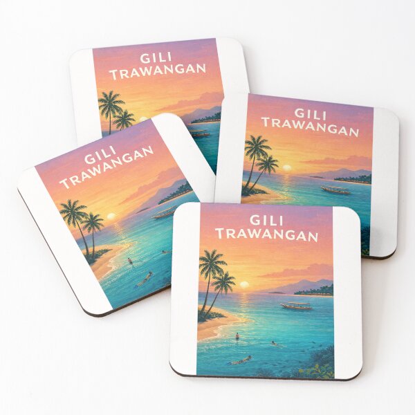 Item preview, Gili Trawangan Sunset over Lombok Strait and Tropical Island Coast designed and sold by Places On Earth.