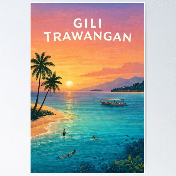 Item preview, Gili Trawangan Sunset over Lombok Strait and Tropical Island Coast designed and sold by Places On Earth.