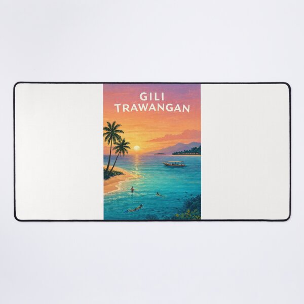 Item preview, Gili Trawangan Sunset over Lombok Strait and Tropical Island Coast designed and sold by Places On Earth.