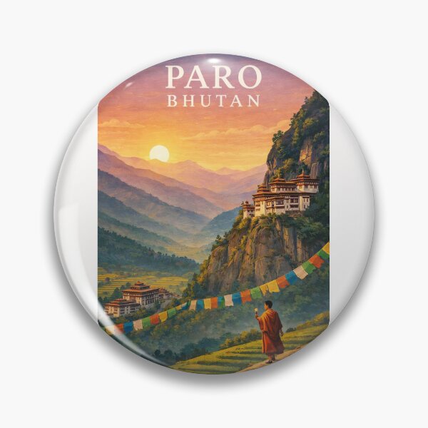Item preview, Paro Valley with Taktsang Monastery and Himalayan Prayer Flags designed and sold by Places On Earth.
