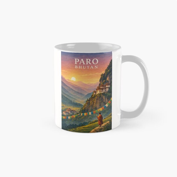 Item preview, Paro Valley with Taktsang Monastery and Himalayan Prayer Flags designed and sold by Places On Earth.