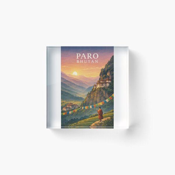 Item preview, Paro Valley with Taktsang Monastery and Himalayan Prayer Flags designed and sold by Places On Earth.
