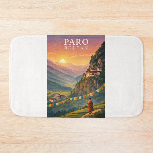 Item preview, Paro Valley with Taktsang Monastery and Himalayan Prayer Flags designed and sold by Places On Earth.