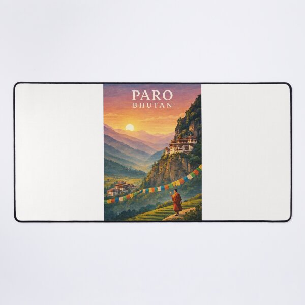 Item preview, Paro Valley with Taktsang Monastery and Himalayan Prayer Flags designed and sold by Places On Earth.