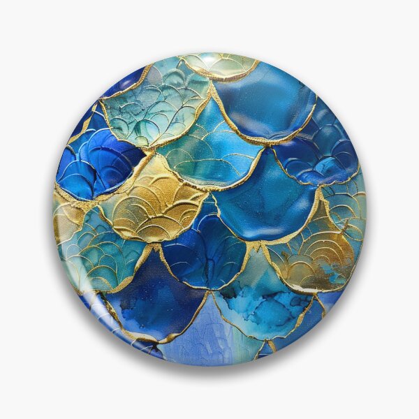Item preview, Blue Aqua Mermaid Scales Pattern With Golden Accents designed and sold by DEC02.