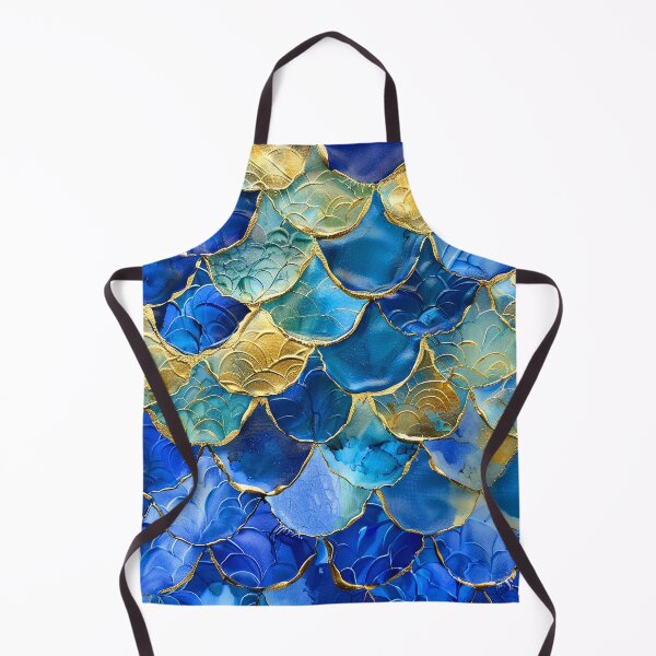Item preview, Blue Aqua Mermaid Scales Pattern With Golden Accents designed and sold by DEC02.