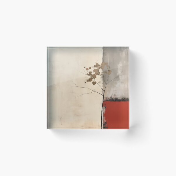 Item preview, Japandi abstract minimalist nature with red accent designed and sold by filigreedigital.