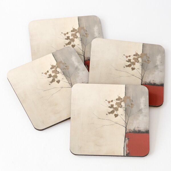 Item preview, Japandi abstract minimalist nature with red accent designed and sold by filigreedigital.