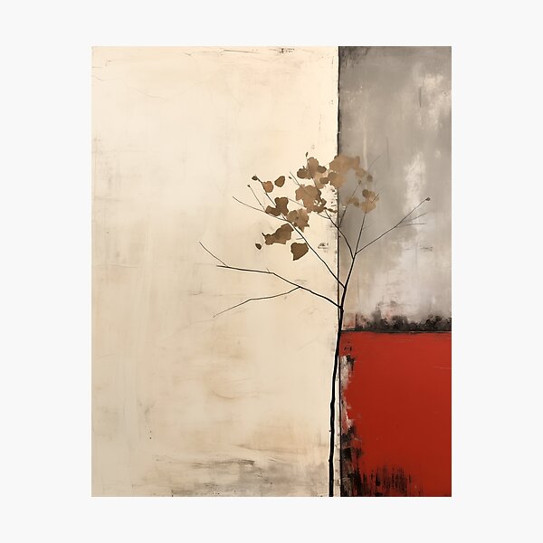 Item preview, Japandi abstract minimalist nature with red accent designed and sold by filigreedigital.