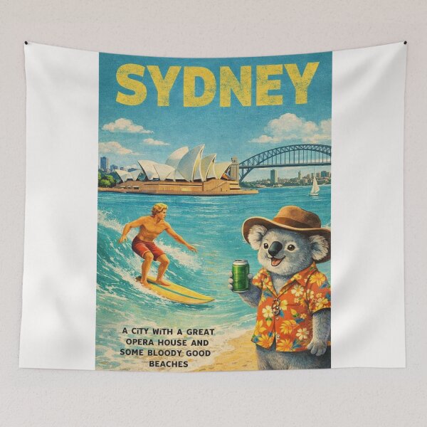 Item preview, Sydney Harbour Opera House Bridge and Bondi Beach Coastal Scene designed and sold by Places On Earth.