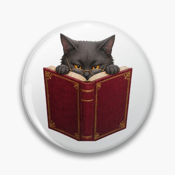 Item preview, Bookish Gray Cat Reading a Vintage Red Book designed and sold by RoPrincess.