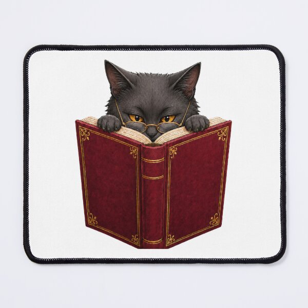 Item preview, Bookish Gray Cat Reading a Vintage Red Book designed and sold by RoPrincess.