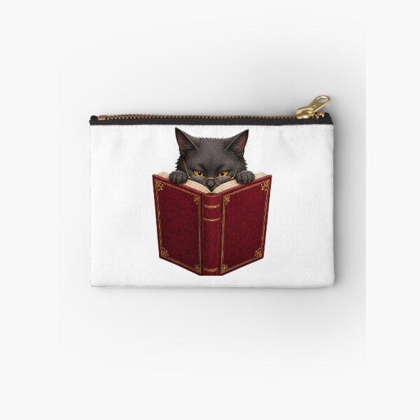 Item preview, Bookish Gray Cat Reading a Vintage Red Book designed and sold by RoPrincess.