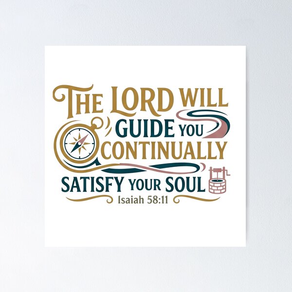 Item preview, THE LORD WILL GUIDE YOU CONTINUALLY SATISFY YOUR SOUL - Isaiah 58:11 Faith Graphic designed and sold by Faithloveshop.