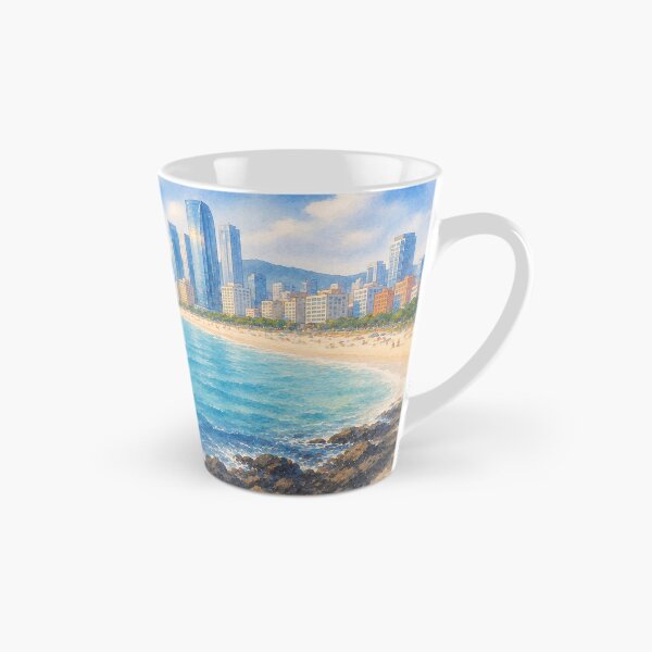 Item preview, Korea Busan Haeundae Beach Haenyeo Watercolor - City Skyline Ocean Art Print designed and sold by KOREA-HAENAM.