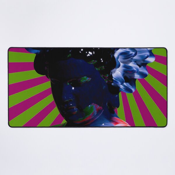 Item preview, Psychedelic Blue Floral Afro Portrait designed and sold by bubblegoth.