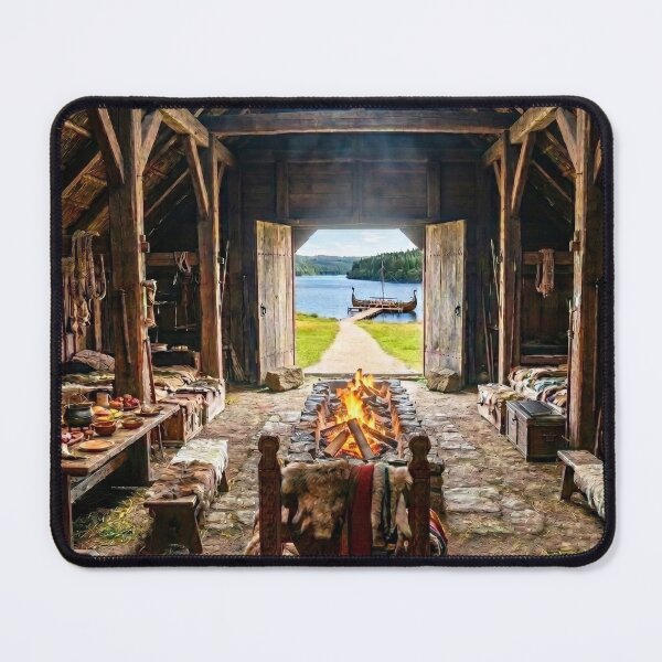 Item preview, Rustic Viking Longhouse Interior with Firepit designed and sold by Adventure Ambience Studio.