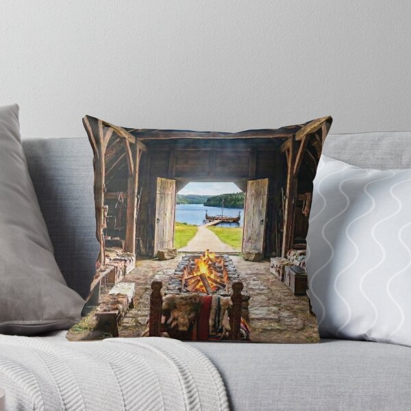 Item preview, Rustic Viking Longhouse Interior with Firepit designed and sold by Adventure Ambience Studio.
