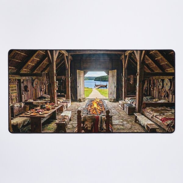 Item preview, Rustic Viking Longhouse Interior with Firepit designed and sold by Adventure Ambience Studio.