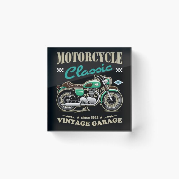 Item preview, Candy Color Vintage Motorcycle - Retro Classic Bike Illustration_GREEN_BK designed and sold by AckeeWolf.