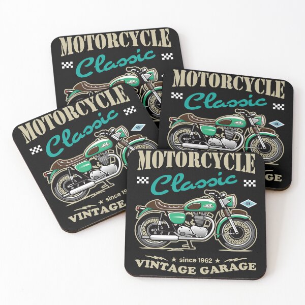 Item preview, Candy Color Vintage Motorcycle - Retro Classic Bike Illustration_GREEN_BK designed and sold by AckeeWolf.