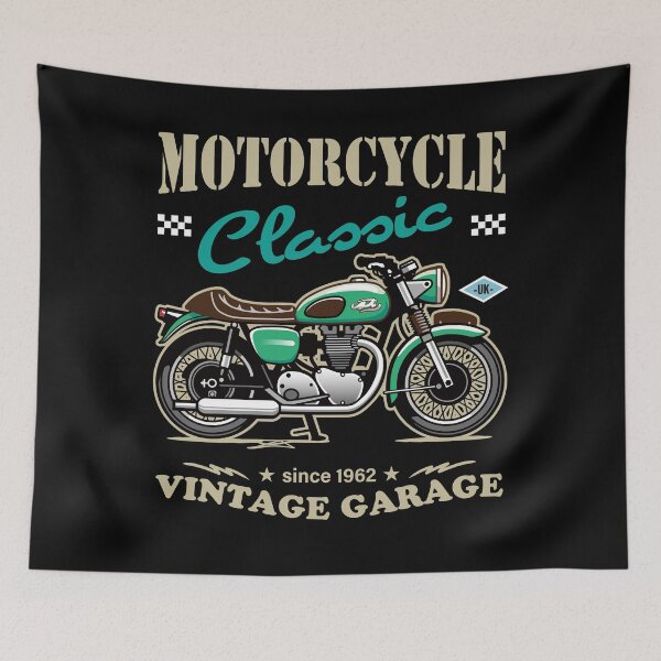 Item preview, Candy Color Vintage Motorcycle - Retro Classic Bike Illustration_GREEN_BK designed and sold by AckeeWolf.