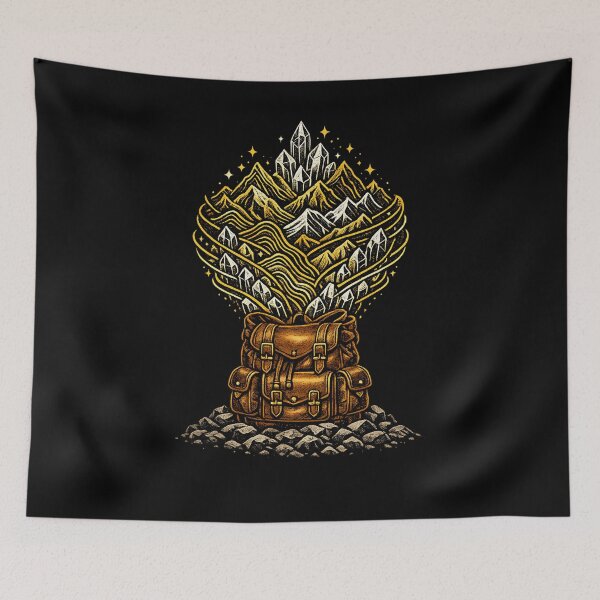 Item preview, Adventure Backpack & Crystal Mountains - Engraving Art designed and sold by ArtoryWorks.