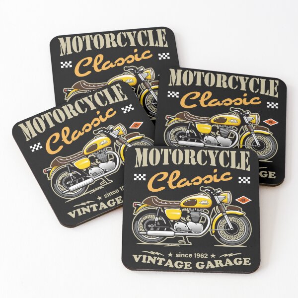 Item preview, Candy Color Vintage Motorcycle - Retro Classic Bike Illustration_YELLOW_BK designed and sold by AckeeWolf.
