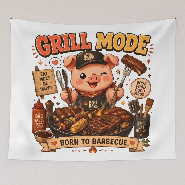 Item preview, Cute BBQ Pig Kawaii T-Shirt | Grill Mode BBQ Lover Funny Pig Chef Gift designed and sold by Snackwear Apparel.