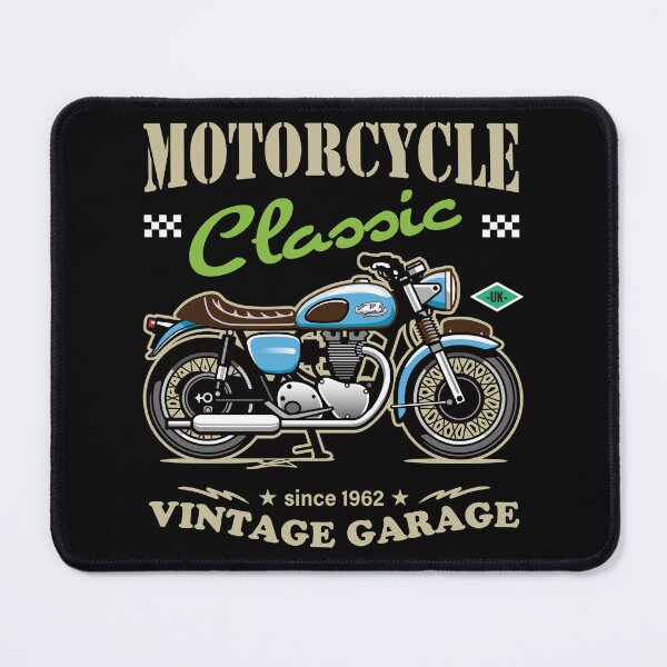 Item preview, Candy Color Vintage Motorcycle - Retro Classic Bike Illustration_BLUE_BK designed and sold by AckeeWolf.