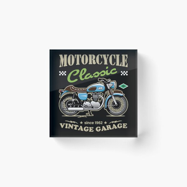 Item preview, Candy Color Vintage Motorcycle - Retro Classic Bike Illustration_BLUE_BK designed and sold by AckeeWolf.