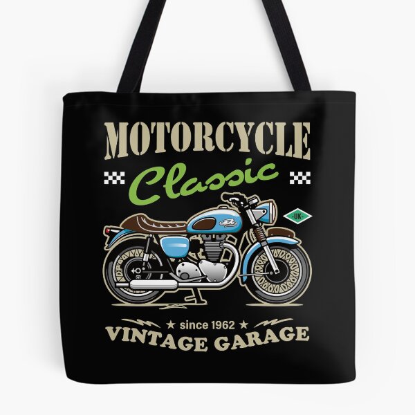 Item preview, Candy Color Vintage Motorcycle - Retro Classic Bike Illustration_BLUE_BK designed and sold by AckeeWolf.