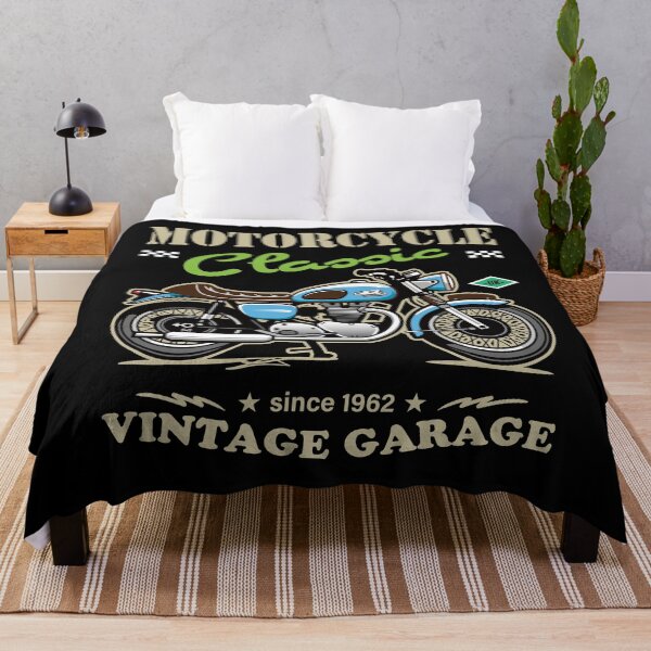 Item preview, Candy Color Vintage Motorcycle - Retro Classic Bike Illustration_BLUE_BK designed and sold by AckeeWolf.