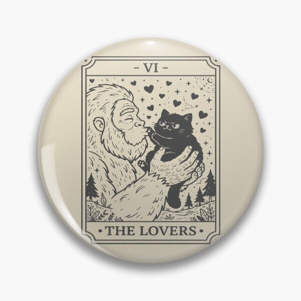 Item preview, The Lovers Tarot Card - Cute Bigfoot and Black Cat. #2 designed and sold by EunsooLee.