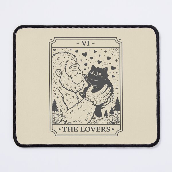 Item preview, The Lovers Tarot Card - Cute Bigfoot and Black Cat. #2 designed and sold by EunsooLee.