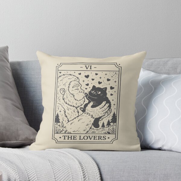 Item preview, The Lovers Tarot Card - Cute Bigfoot and Black Cat. #2 designed and sold by EunsooLee.