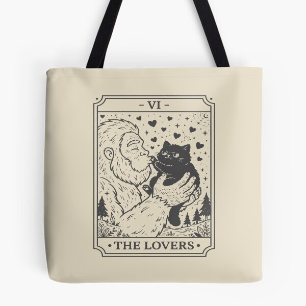 Item preview, The Lovers Tarot Card - Cute Bigfoot and Black Cat. #2 designed and sold by EunsooLee.