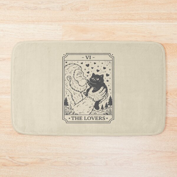 Item preview, The Lovers Tarot Card - Cute Bigfoot and Black Cat. #2 designed and sold by EunsooLee.