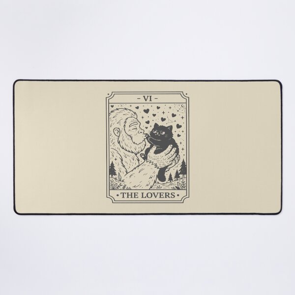 Item preview, The Lovers Tarot Card - Cute Bigfoot and Black Cat. #2 designed and sold by EunsooLee.