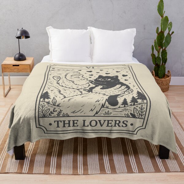 Item preview, The Lovers Tarot Card - Cute Bigfoot and Black Cat. #2 designed and sold by EunsooLee.