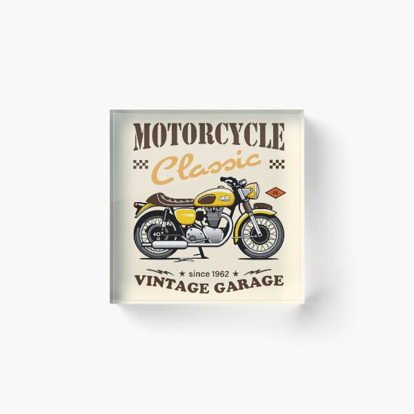Item preview, Candy Color Vintage Motorcycle - Retro Classic Bike Illustration_YELLOW_WH designed and sold by AckeeWolf.