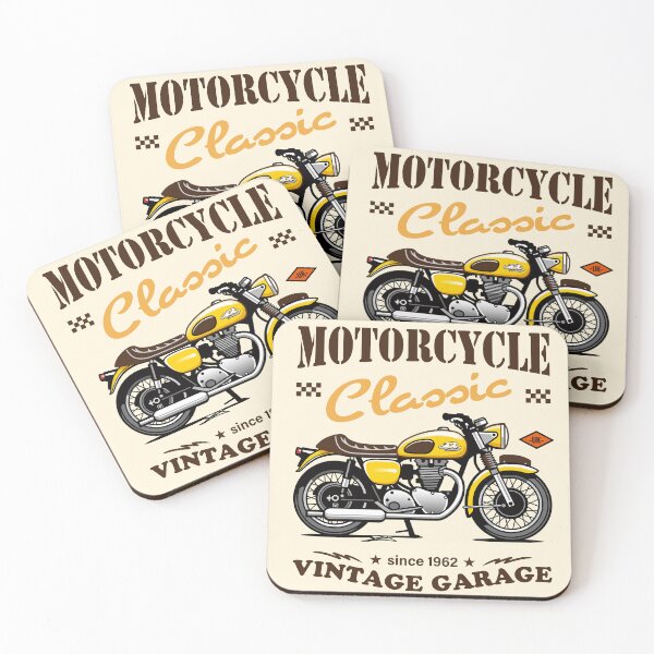 Item preview, Candy Color Vintage Motorcycle - Retro Classic Bike Illustration_YELLOW_WH designed and sold by AckeeWolf.