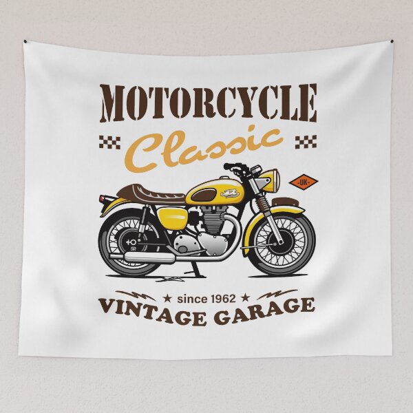 Item preview, Candy Color Vintage Motorcycle - Retro Classic Bike Illustration_YELLOW_WH designed and sold by AckeeWolf.