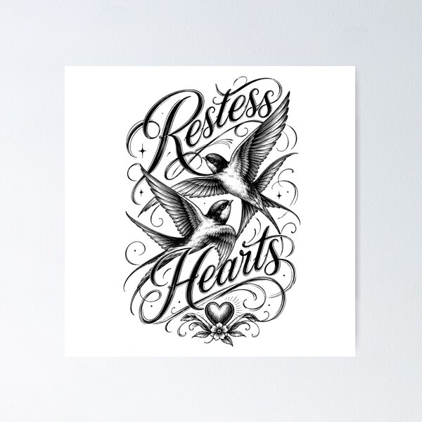 Item preview, Restless Hearts Vintage Script designed and sold by Vexorask.