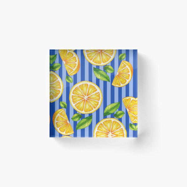 Item preview, pattern of lemons and blue stripes designed and sold by 21ayh.