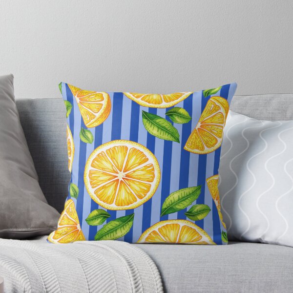 Item preview, pattern of lemons and blue stripes designed and sold by 21ayh.