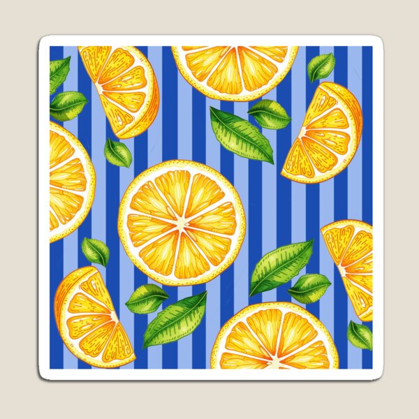 Item preview, pattern of lemons and blue stripes designed and sold by 21ayh.
