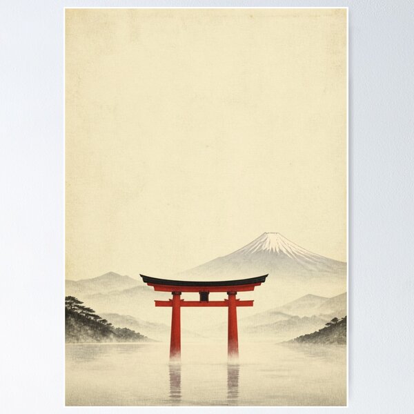 Item preview, Japandi Torii Gate - Minimalist Japanese Zen Art designed and sold by OriginEssenceUS.