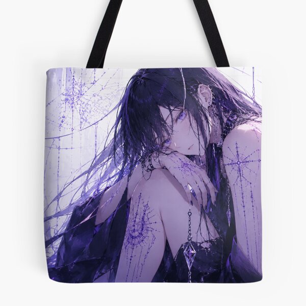 Item preview, Cyberpunk Gothic Anime Girl Purple Tattoo Cybernetic Back Art Poster designed and sold by Japan-kanji-ya.