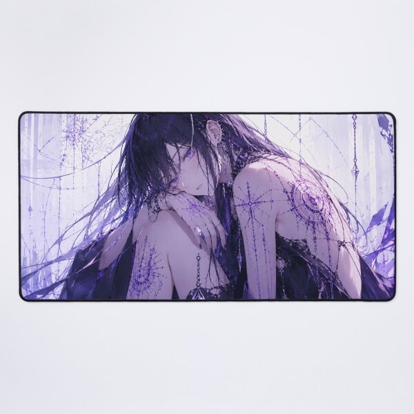 Item preview, Cyberpunk Gothic Anime Girl Purple Tattoo Cybernetic Back Art Poster designed and sold by Japan-kanji-ya.